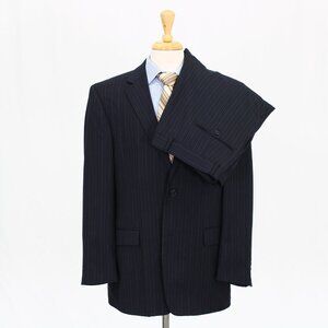 Andrew Fezza 43R 37x28 Navy Striped 2-Button Suit R410
